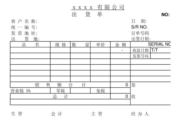 公司正规出货单模板 
